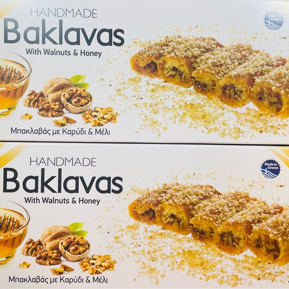2 NEW~Handmade Baklavas with Honey & Walnuts~from Greece~2 Boxes 6.17oz